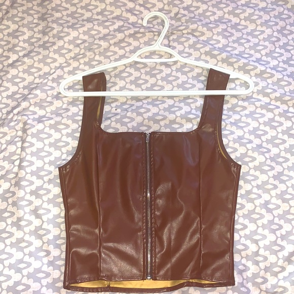 SHEIN | Brown PU leather top - Picture 2 of 2